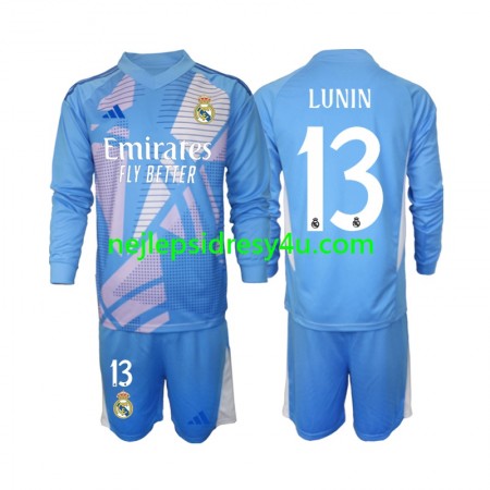 Fotbalový Dres Real Madrid Andriy Lunin 13 Brankářské Dětské Domácí 2024/25 Dlouhý Rukáv
